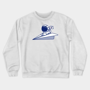 Cute Astronaut Riding Paper Plane Crewneck Sweatshirt